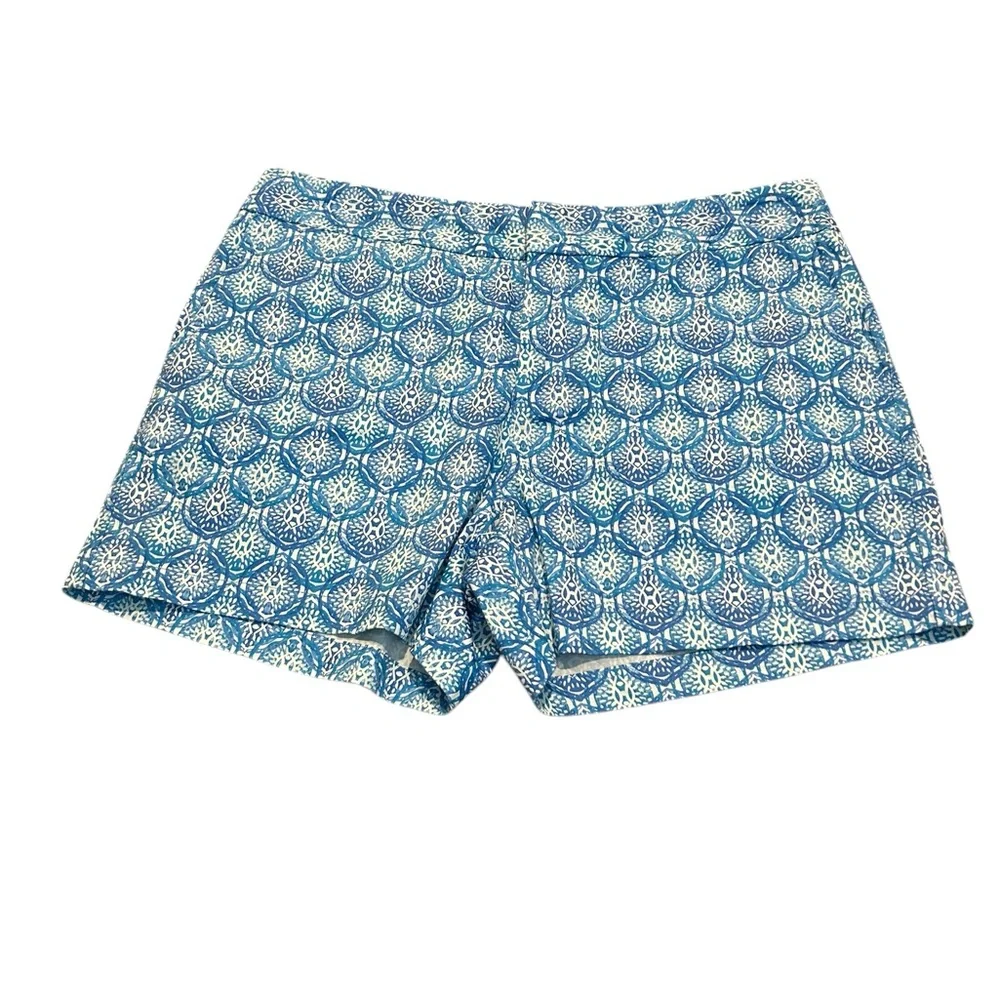 SIGRID OLSEN blue and white geometric shorts